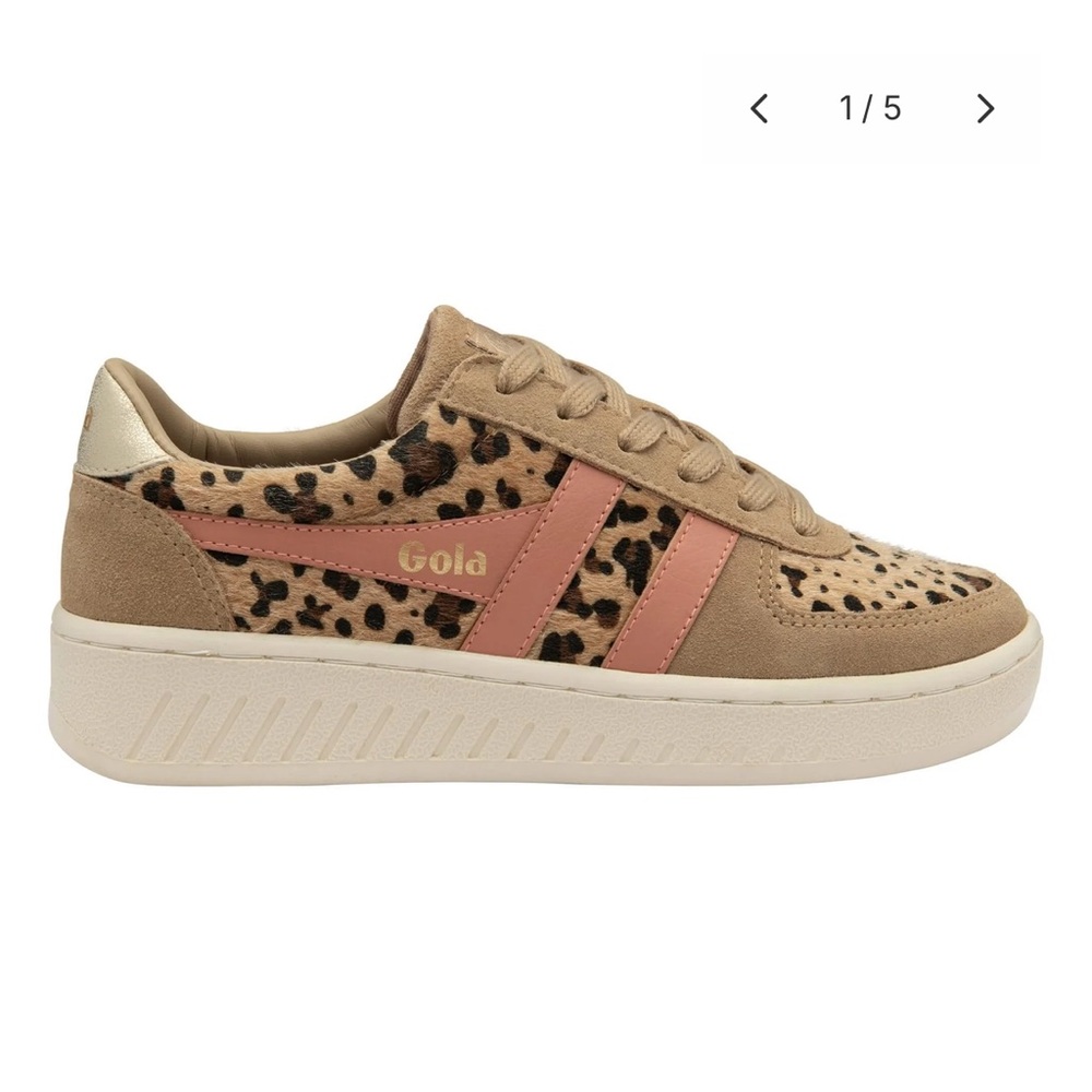 Gola Leopard Print Sneakers with Pink Stripes